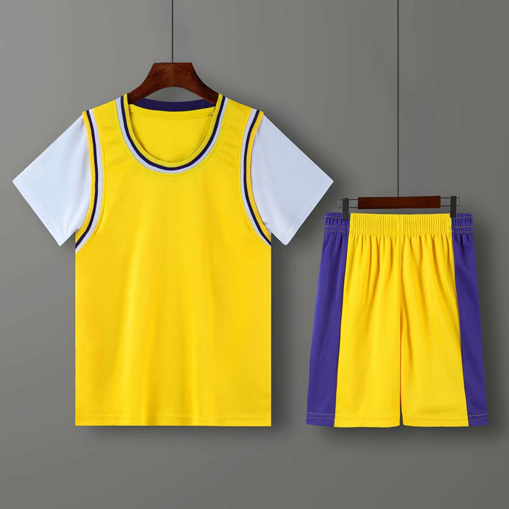 Full Size Basketball Short Sets for Teens, 2-Piece Outfits, Jersey Game Uniforms for Children, 6XS