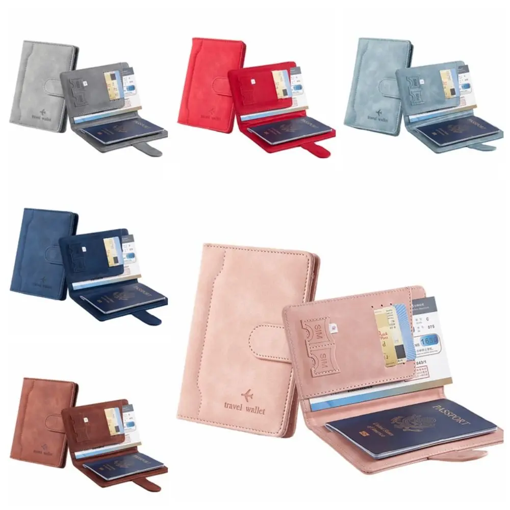 with SIM Card Slots Passport Cover Multifunction Magnetic Buckle RFID Blocking Wallet Card Case Coin Purse