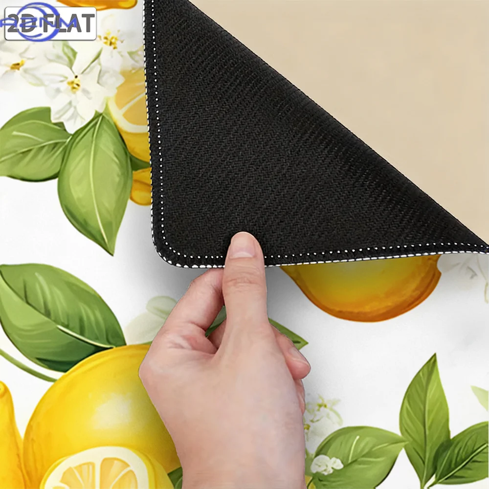 1pc, 2D Lemon Floral Pattern Stitched Edge Mouse Pad, Non-Slip Rubber Base Wear-Resistant Cloth Surface, Universal for Office Ga