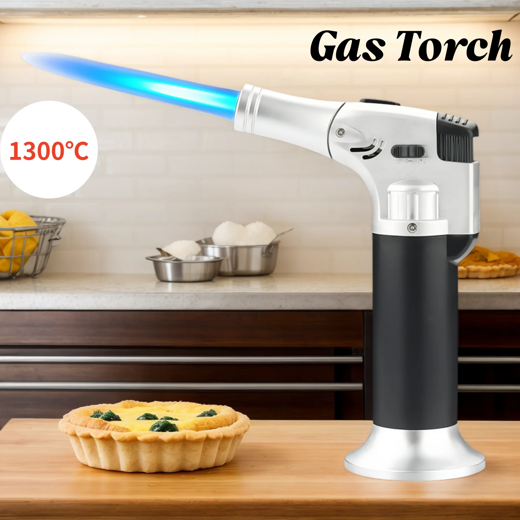 Gas Torch for Baking BBQ Outdoor Ignition Portable Flame Gun - Butane Torch for Lighting Charcoal And Cigars (Fuel Not Included)