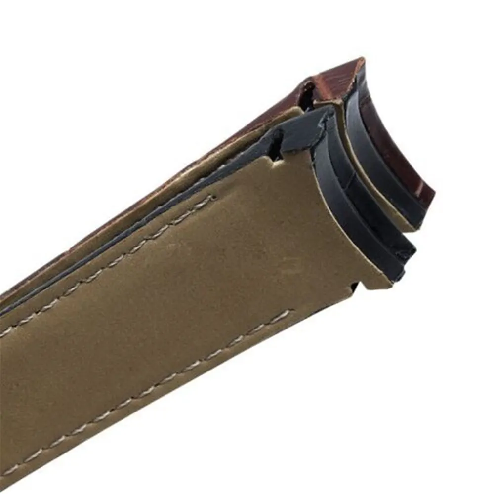 Genuine Cowhide Leather Crocodile Curved End Strap For Tissot T035 Stainless Steel Buckle Band