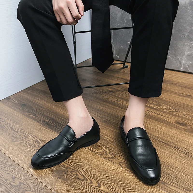 Sapato masculino clássico de couro, dedo apontado, leve, direção ao ar livre, elegante, clássico, tamanho 38-46