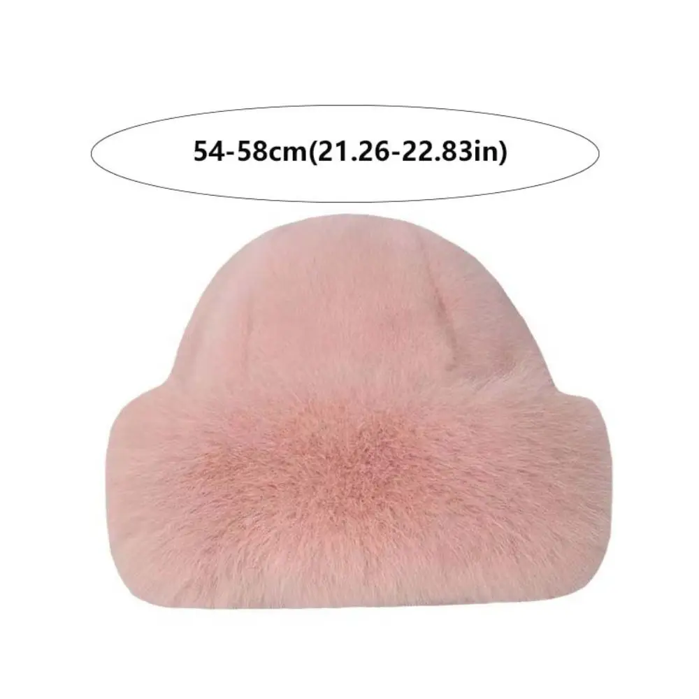 Lässige warme Mütze aus Kunstpelz, Nerzmütze im koreanischen Stil, Bucket Hat, Einfarbige Beanie-Mütze für den Außenbereich – Detail 2