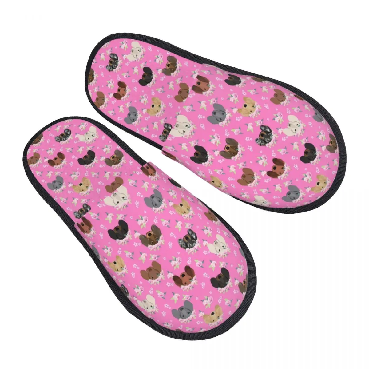 Custom Women Puppy Dachshund Sausage Florals House Slippers Soft Warm Cute Pet Memory Foam Fluffy Slipper Indoor Outdoor Shoes