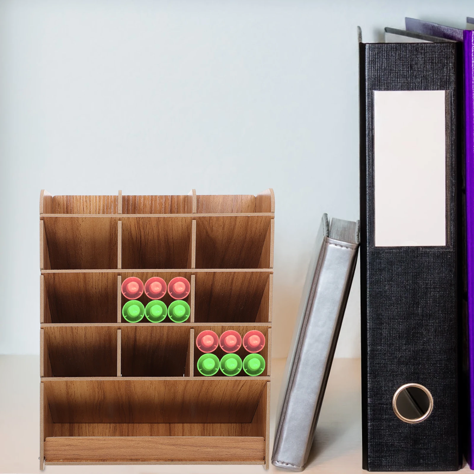 

Multifunctional Wooden Pen Holder Storage Rack Desktop Organizer Large Capacity Brown Office Stationery Holder Multi Compartment