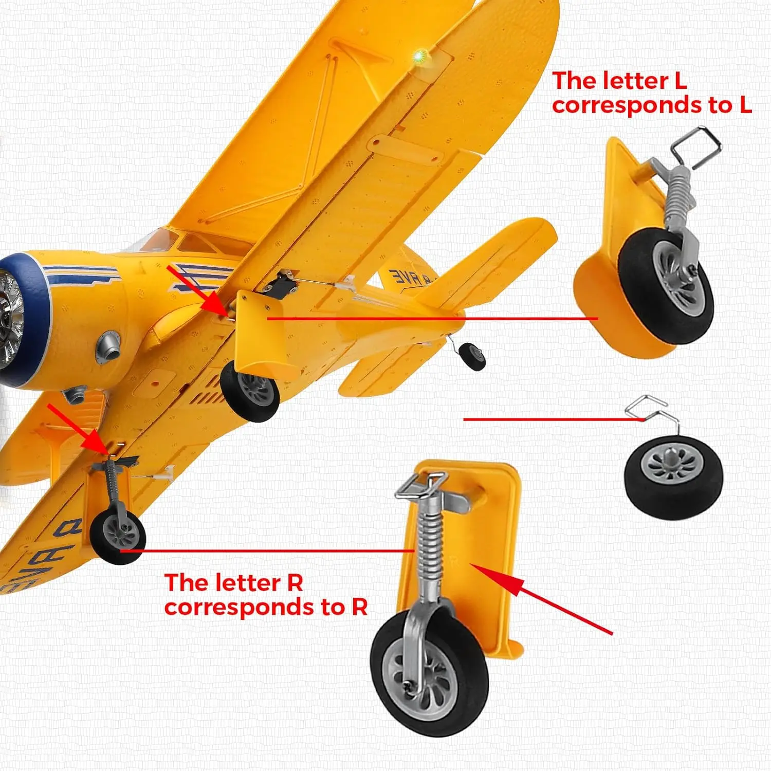 Roue de train d'atterrissage pour avion WLtoys A300 Beechcraft D17 RC, pièces de rechange pour avion RC sans balais WLtoys, pièces d'avion planeur (rouge)