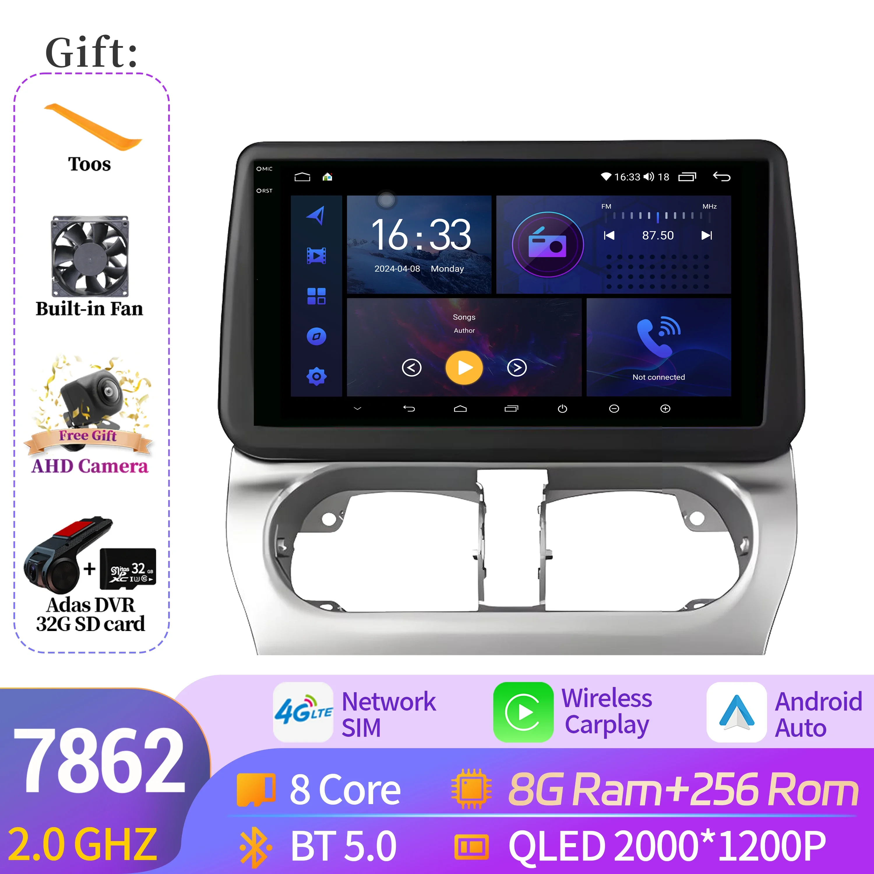 Voor Opel Combo Corsa Tigra 2001-2011 Autoradio Multimedia GPS Apple Android 14 Draadloze BT CarPlay 7862 8 + 256 2 K QLED Scherm