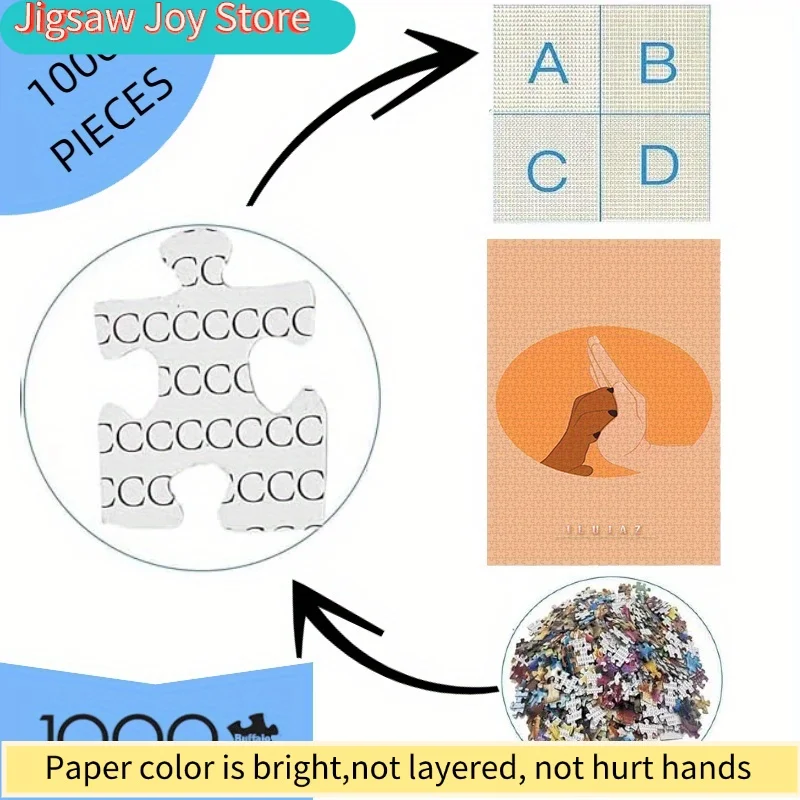 Rompecabezas de Papel, Rompecabezas DIY, Mano de la Amistad, Humano y Animal, Adecuado para Rompecabezas de Tiempo, Rompecabezas Interactivo para Parejas, Regalo para Amigos