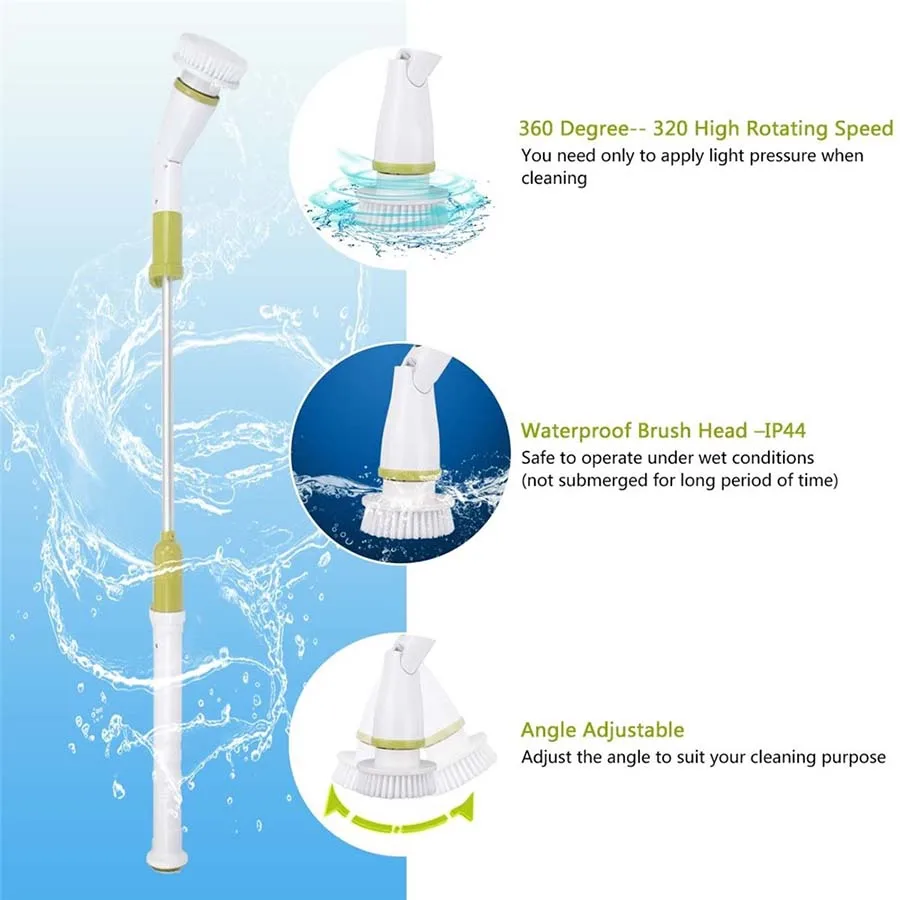 Escova de limpeza elétrica de manuseio longo, carga sem fio, piso, cozinha, banheiro, polimento, casa, escritório, Dropshipping