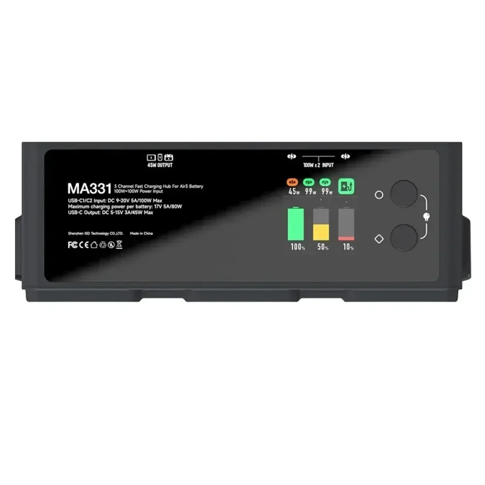 Hub di ricarica ISDT MA331 Air 3, caricabatteria intelligente a 3 canali da 200 W con connessione APP Display LCD e scarica per drone RC