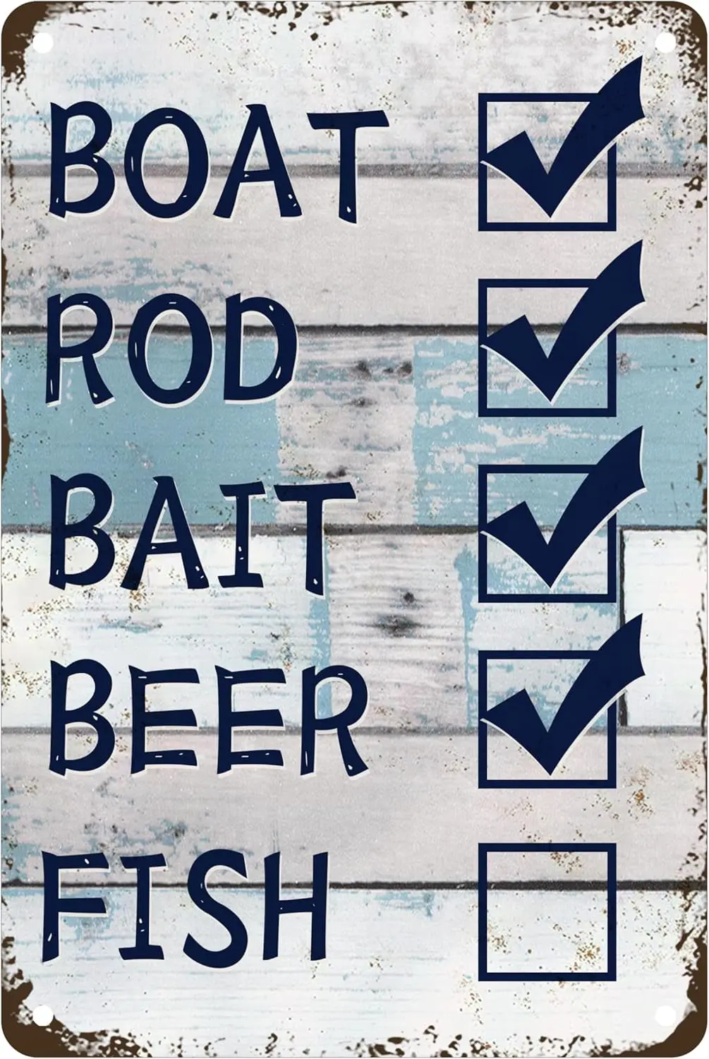 AOWOTU Boat Rod Bait Beer Fish Metal Tin Sign, Funny Quotes For Home Office Man Cave Bedroom Outdoor Accessories Garage Bar Pub