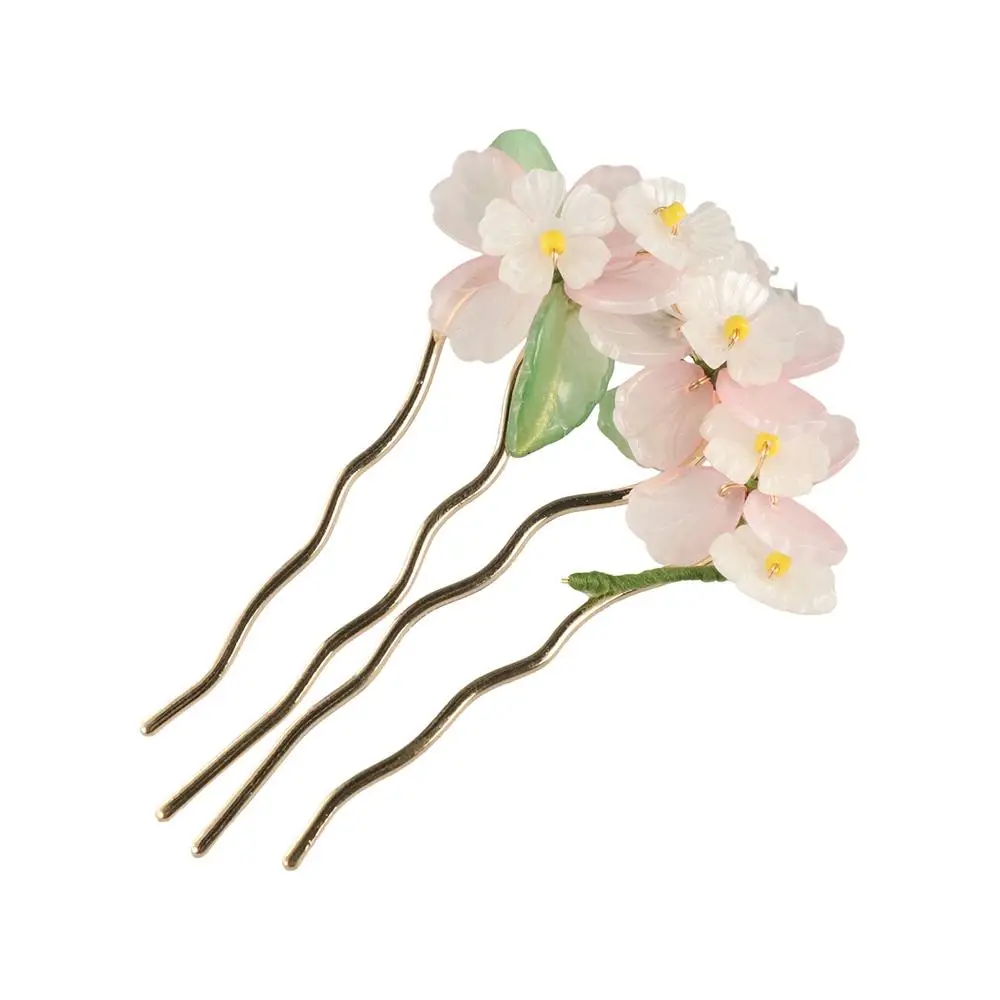 

Classical Hair Comb Chinese Style Hair Stick Flower U Shape Hanfu Hairpin Tassel Pearl for Women