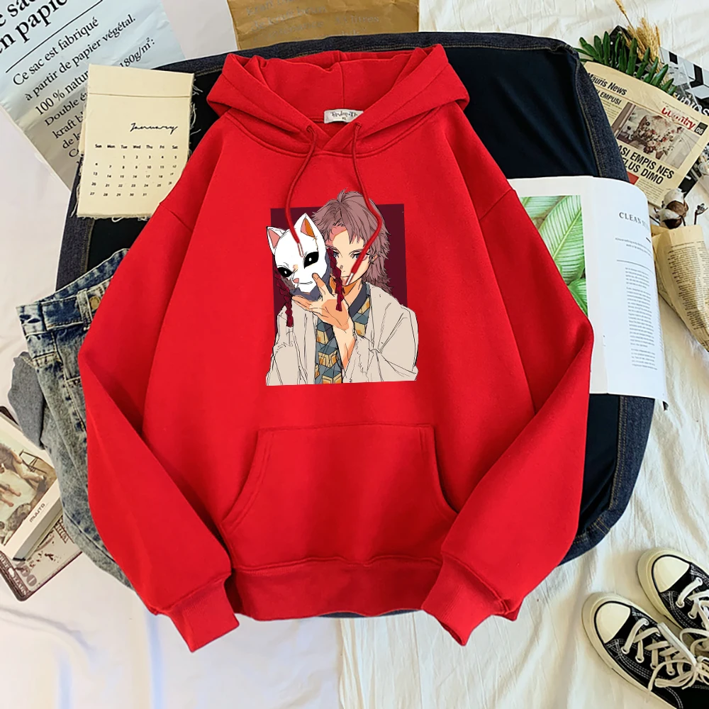 Anime Demon Slayer Sabito Cartoons Hoody Mens Hip Hop Loose Fleece Hoody Fashion Pocket Street Clothes Casual Pullover Men