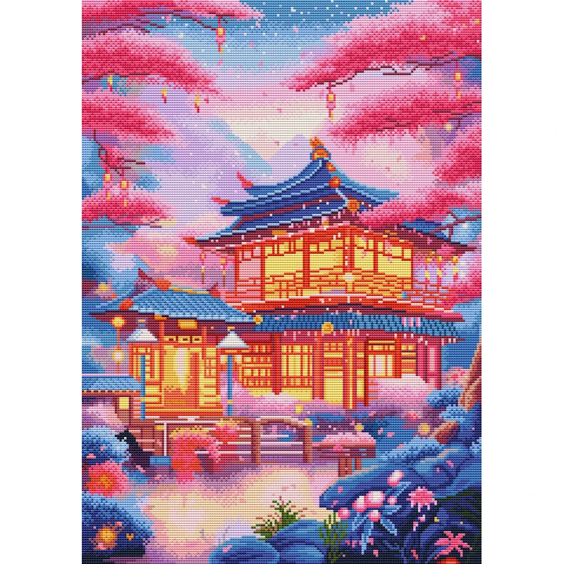 

9ct 60x80cm Peach Blossom DIY Chinese Style Printed Kits Cross Stitch Needlework Set Home Decor Crafts