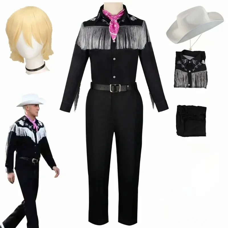 

72-й аниме фильм Барби Кен Райан Гослинг Косплей Костюм Женщины Мужчины Дети Ковбойская шляпа Рубашка Брюки Костюм Парик Вечеринка Хэллоуин U