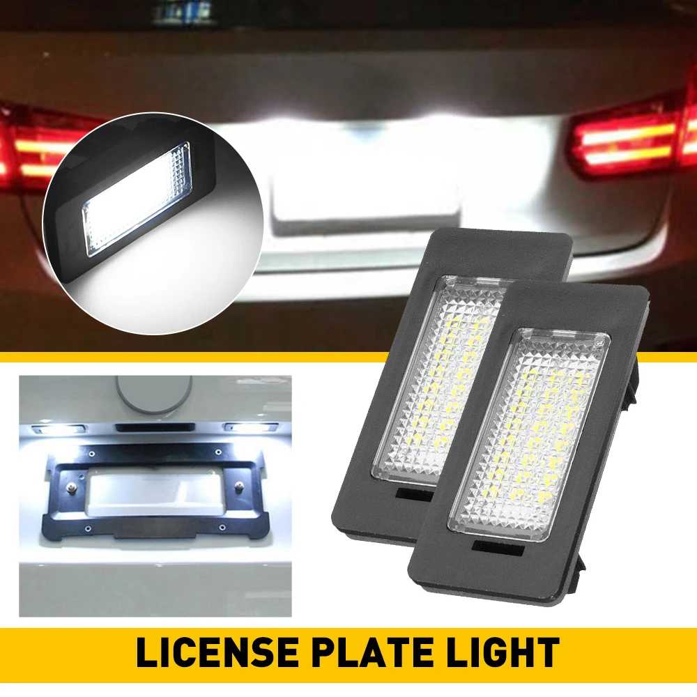 2Pcs Car License Plate Lights LED Lamp For BMW E90 E92 E39 E60 E61 M5 E70 AA Canbus Error Free License Number Plate Lamp 24LED