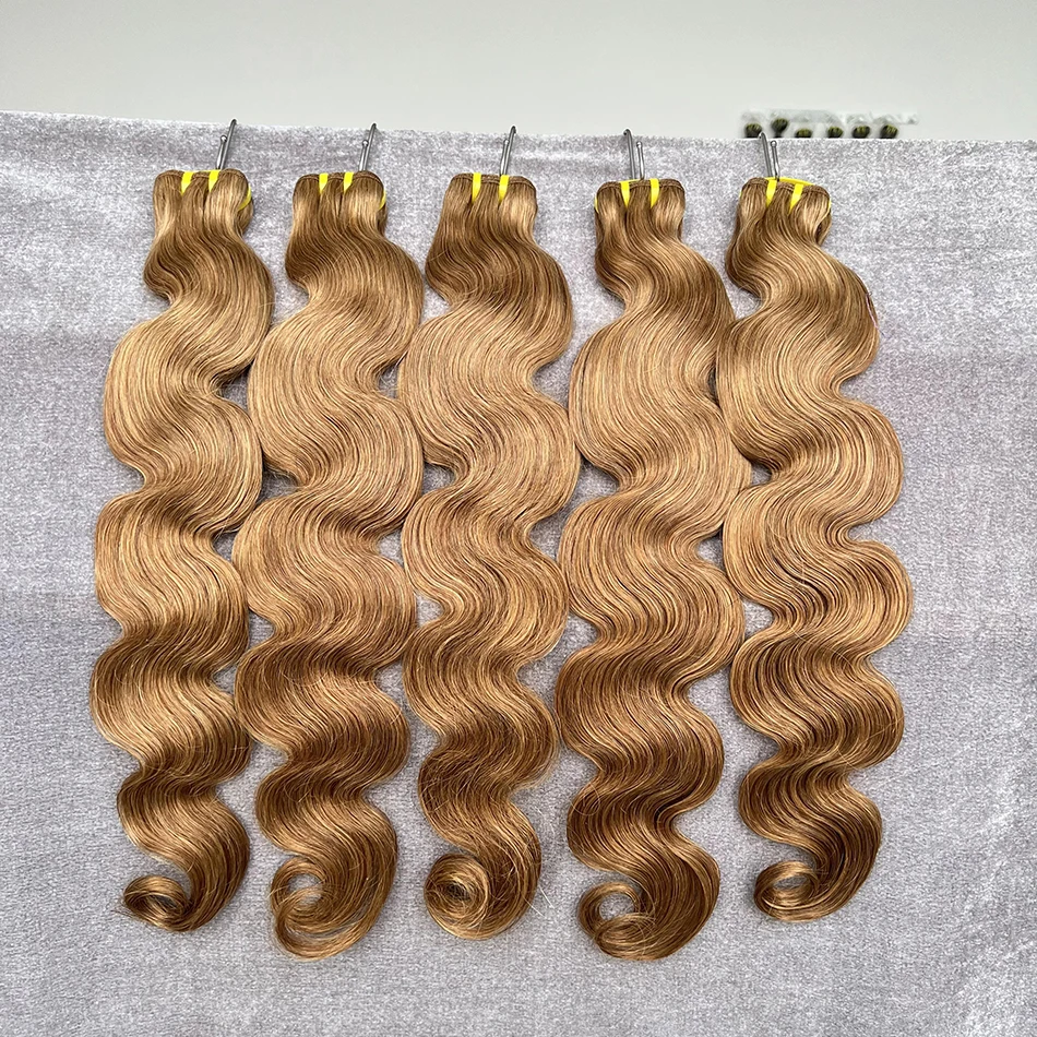 Yiwigs 10A Grade #8 Light Brown Colored Body Wave 100% Raw Human Hair Bundles 10-24 inches Hair Weave Extensions For Women