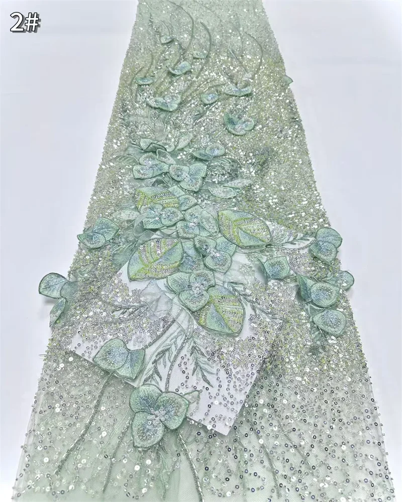 نسيج الدانتيل الأفريقي 2025 جودة عالية الفرنسية ثلاثية الأبعاد زهرة غاري التطريز الخرز الترتر تول أقمشة الدانتيل لفستان الحفلات