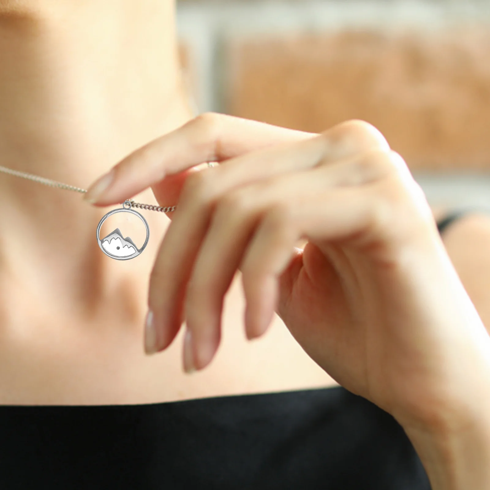 

Mustard Seed Necklace Steel Color Small Mountain Gifts Mountain Jewelry Women Trendy Bohemian Necklaces Simple Chain