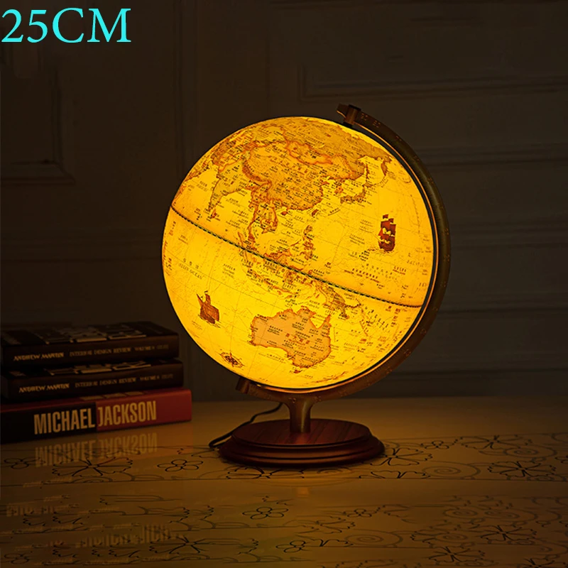 

20/25cm Retro LED World Earth Globe Map 360 Degree Rotating World Geography Map All In English Desk Decoration Table Lamp