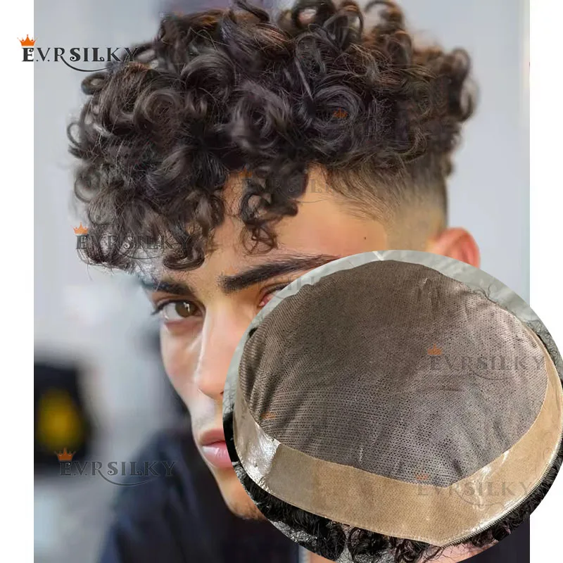 8 مللي متر/10 مللي متر/12 مللي متر الأفرو رجل غريب مجعد الطبيعية شعر بشري أسود الشعر المستعار الأمريكية الأفريقية خط الشعر الطبيعي أحادية الدانتيل الشعرية الاصطناعية