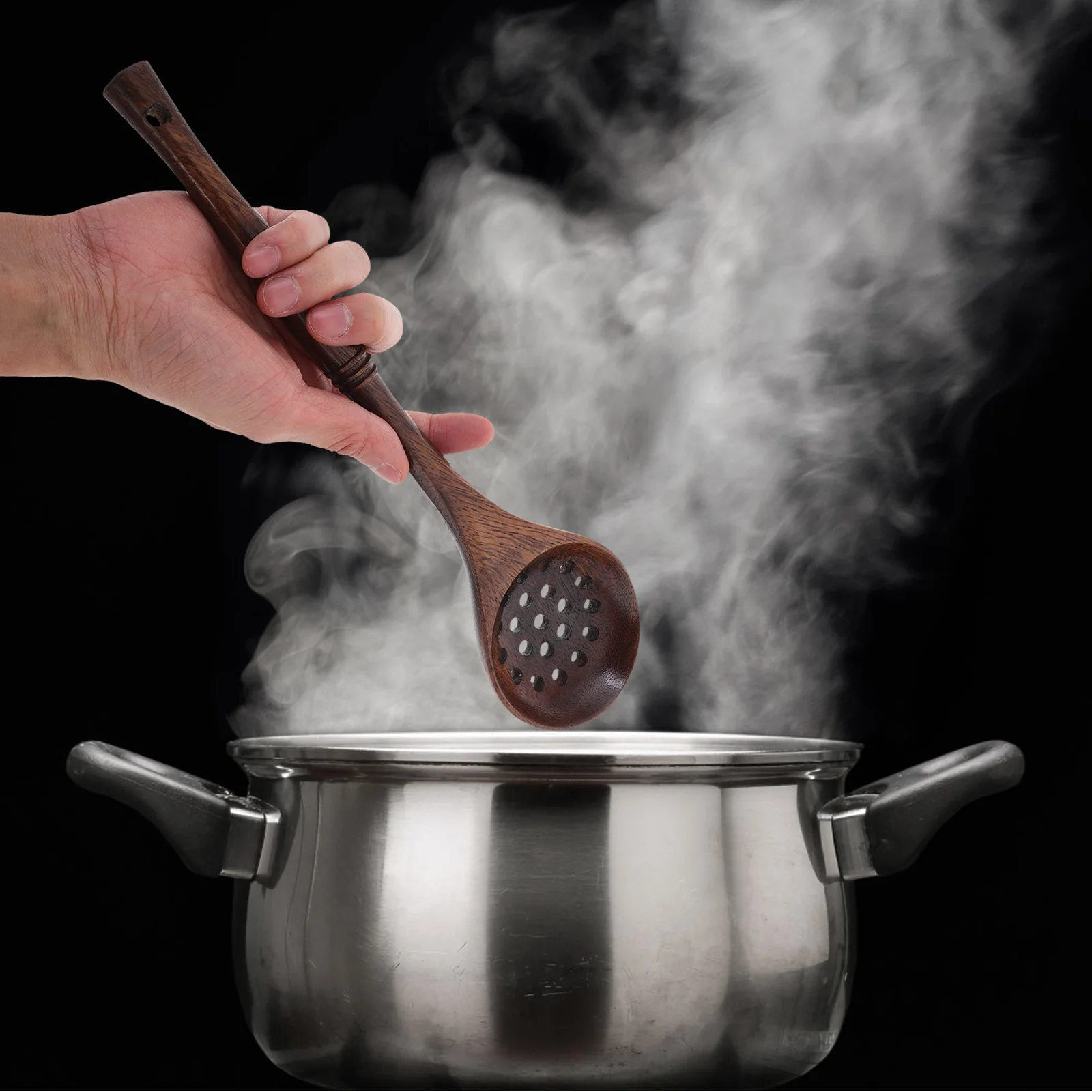 

Wooden Cooking Spoon Long Handle Skimmer Spoon Colander Ladle Non Stick Kitchenware Scoop for Stirring Frying Serving Rice Soup