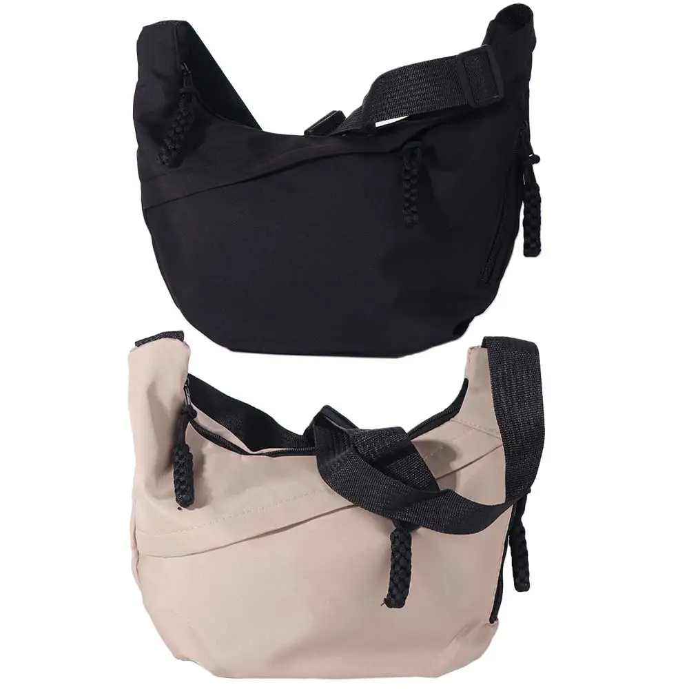 

Solid Color Nylon Shoulder Bag Lightweight Waterproof Zipper Dumpling Bag Casual Large Capacity Sports Messenger bag Outdoor