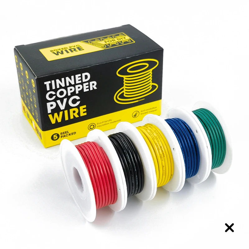 

UL1007 Wire PVC Insulation Tinned Copper Cable （5 Colors Mix Kit）30/28/26/24/22/20/18/16 AWG Stranded Electrical Wire