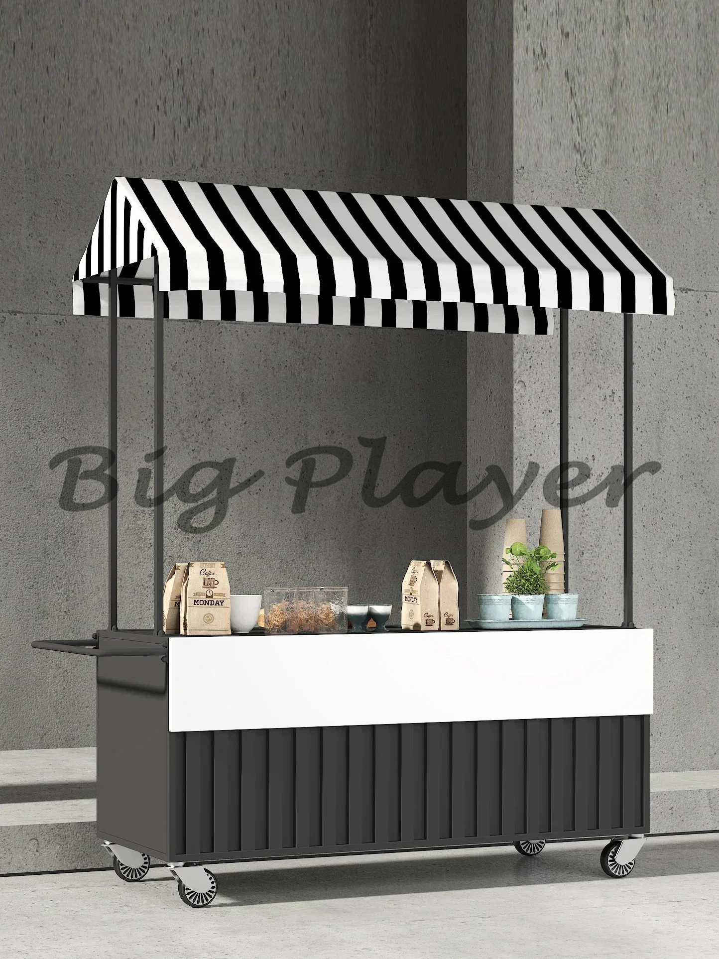 

Market Wrought Iron Float Stall Trolley Night Market Outdoor Mobile Snack Stall Cart