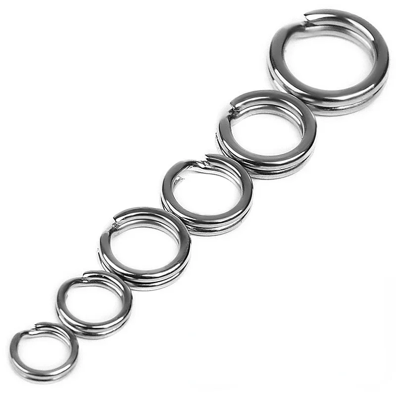 100 pcs Stainless Steel Split Ring FishingDouble Oval Split Ring Accessories For CarpFishing Hook Snap Lure Swivel