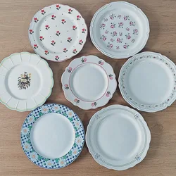 Piatto di ceramica cinese per uso domestico piatto piatto piatto piatto piatto francese Vintage occidentale fiore fiorellino porcellana stoviglie cottura