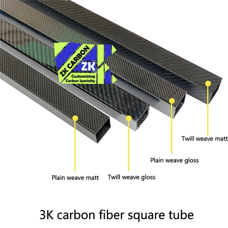 ZKCARBON 1pc 500mm 600mm High Quality Carbon Fiber Square Tube OD 10mm 12mm 15mm 18mm 20mm 22mm 25mm 30mm Twill Plain Weave Matt