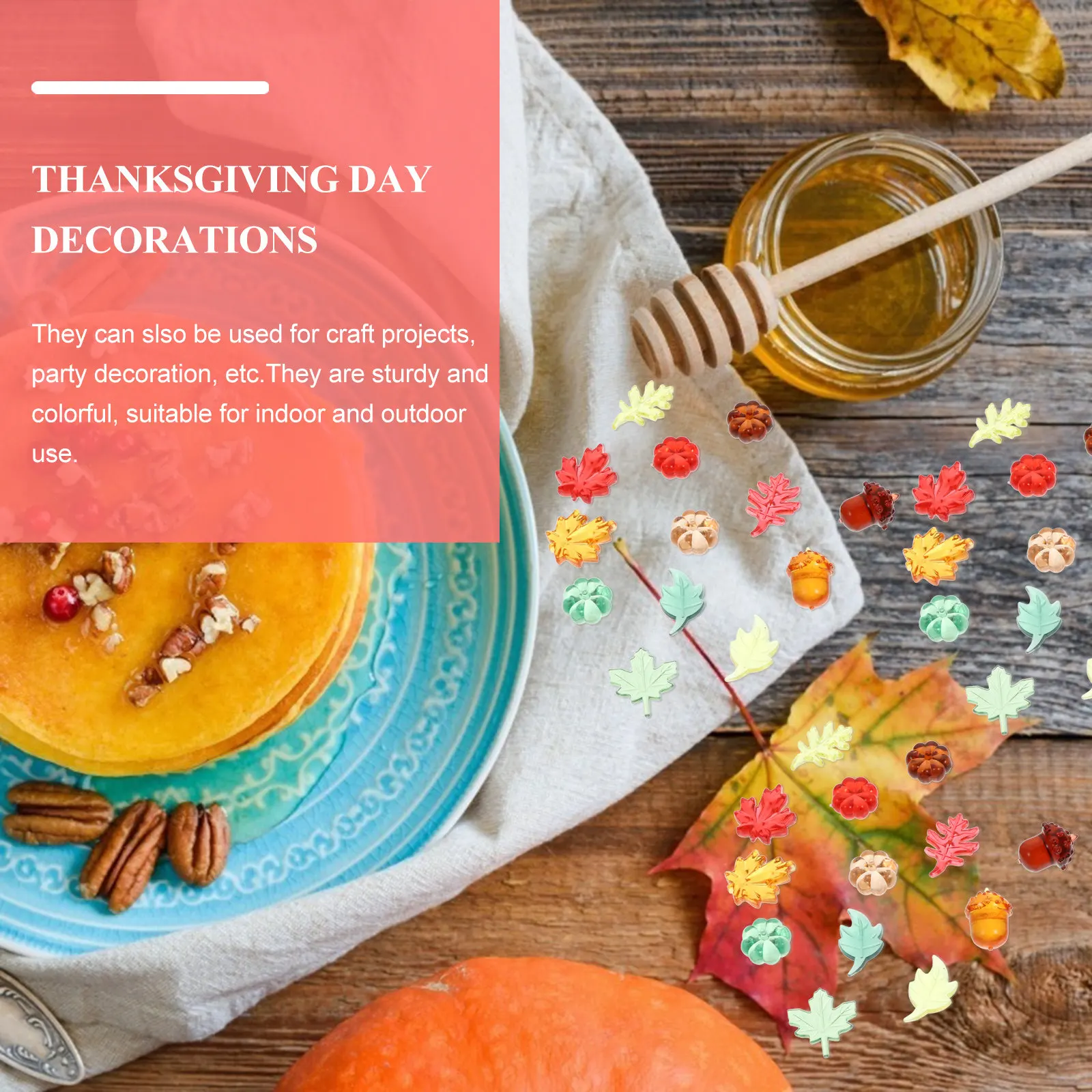 1Set Thanksgiving Day Pumpkin Maple Leaf Ornaments Polished Shiny Craft Accessories Party Photo Props Decorative Tabletop