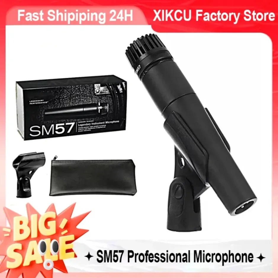 XIKCU ميكروفون ديناميكي قلبي معدني SM57 لمرحلة الغناء ميكروفون سلكي احترافي لتسجيل الصوت للكاريوكي BBOX