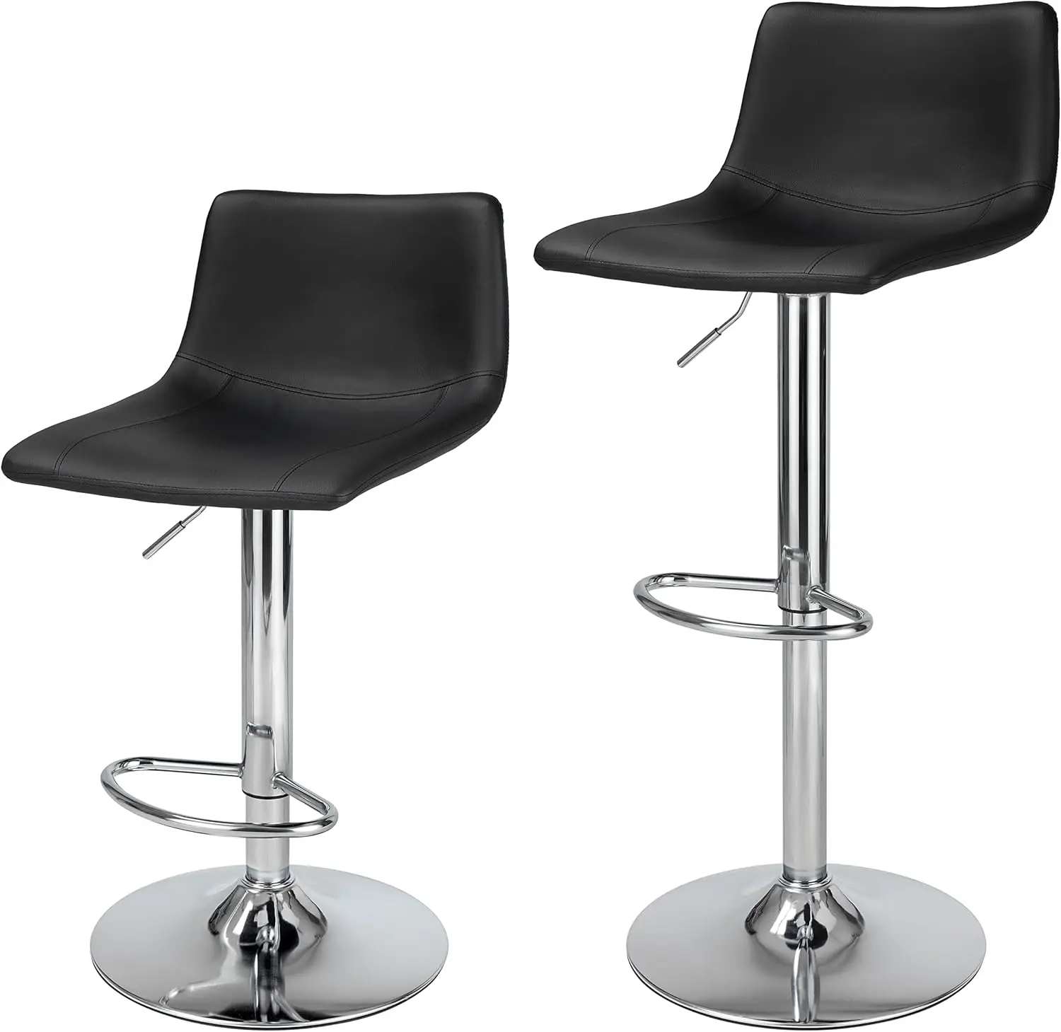 

Bar Stools Modern PU Leather, Bar Stools Set of 2 Counter Height, Swivel Barstools with Footrest and L Shape Back, Height Adj