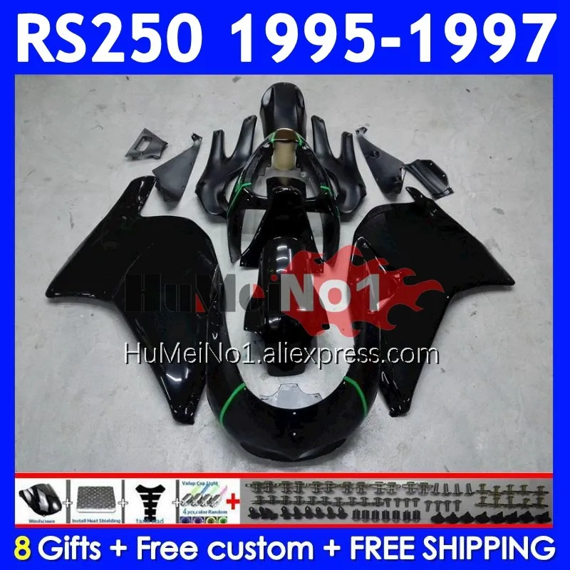 Body For Aprilia black glossy RS250 RSV250RR RS-250 RSV250 R 317No.5 RS 250 RSV 250 R RR 1995 1996 1997 RS250R 95 96 97 Fairing