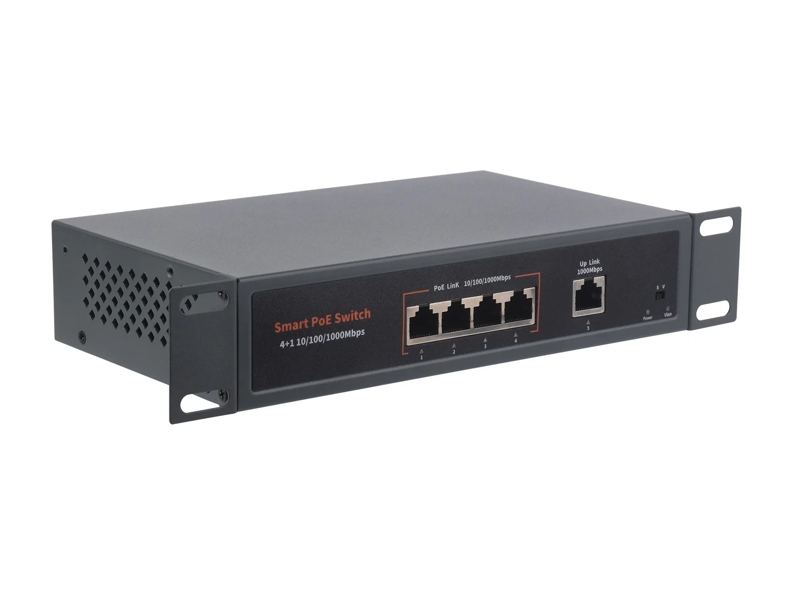 120W Gigabit Ethernet PoE Switch, 4x PoE+ Ports, Up To 30W Per Port, 802.3af/at Compliant, Fanless Design, High-Speed 10/100/100