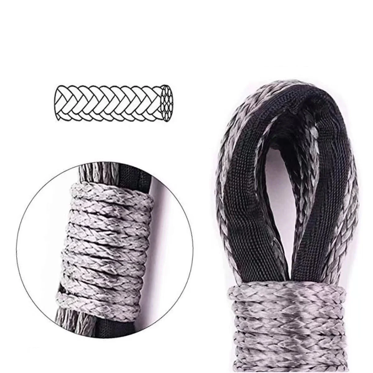 5mm/6mm/7mm X 15m Winch Line Cable Rope Winches Towing Hook Stopper Rubber for ATV SUV UTV Truck Offroad Accessories