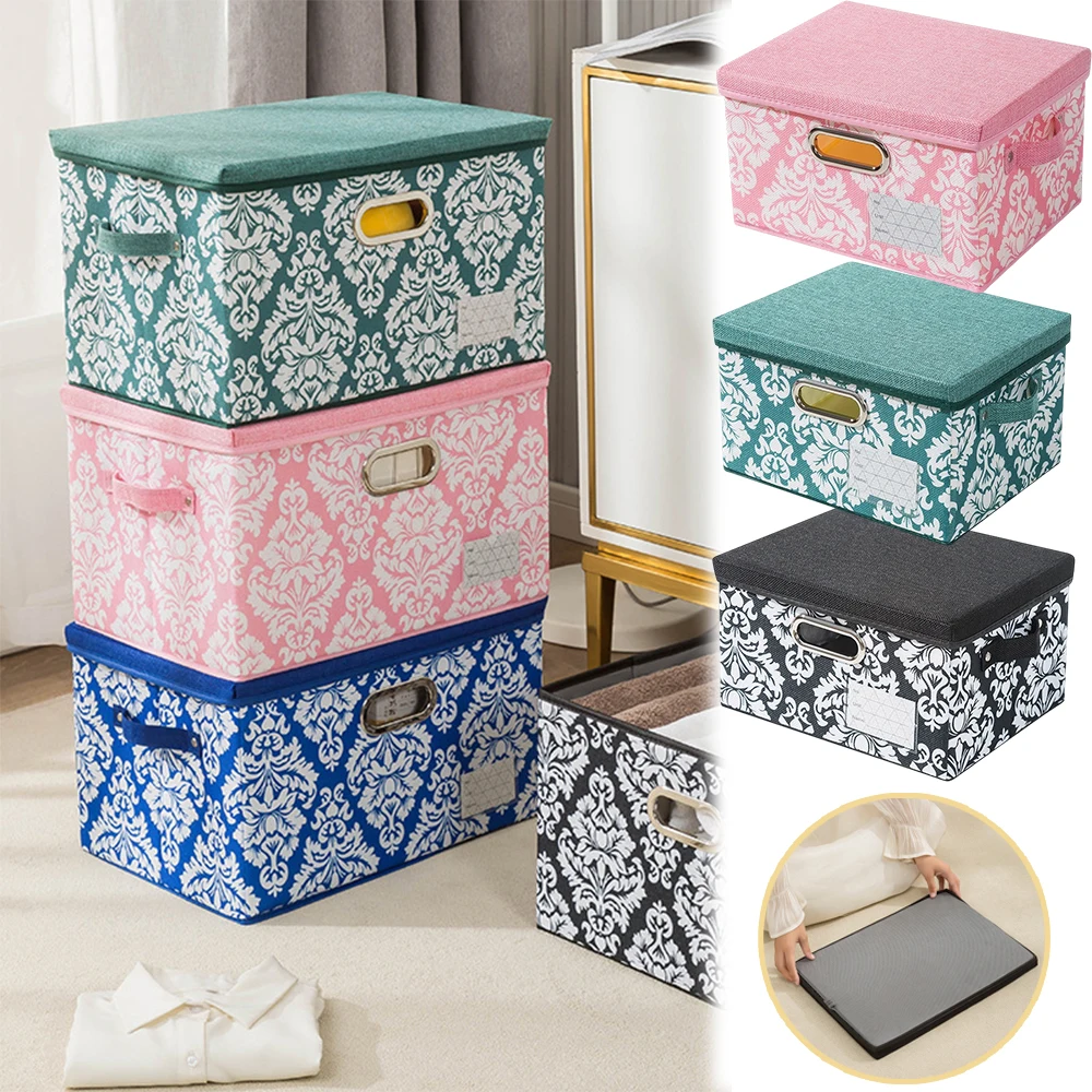 

1/2 шт. складной европейский контейнер для хранения хлопкового льна с крышкой, органайзер для шкафа, корзина для хранения одежды, всякая всячина, столешница