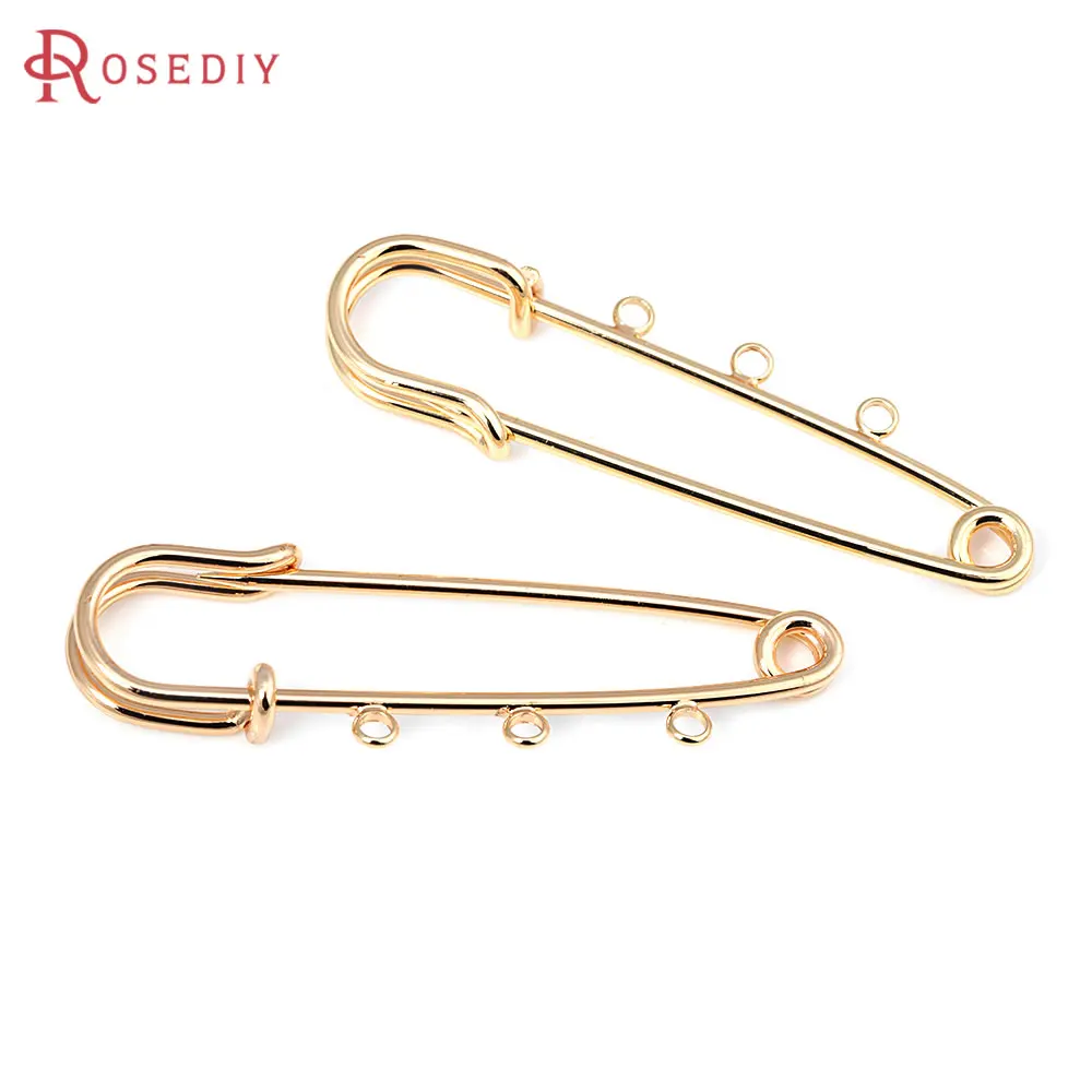 18K Gold Color Iron Brooch Base Brooch Pins 3 Hanging Hole High Quality Diy Jewelry Making Supplies Accessories for Women