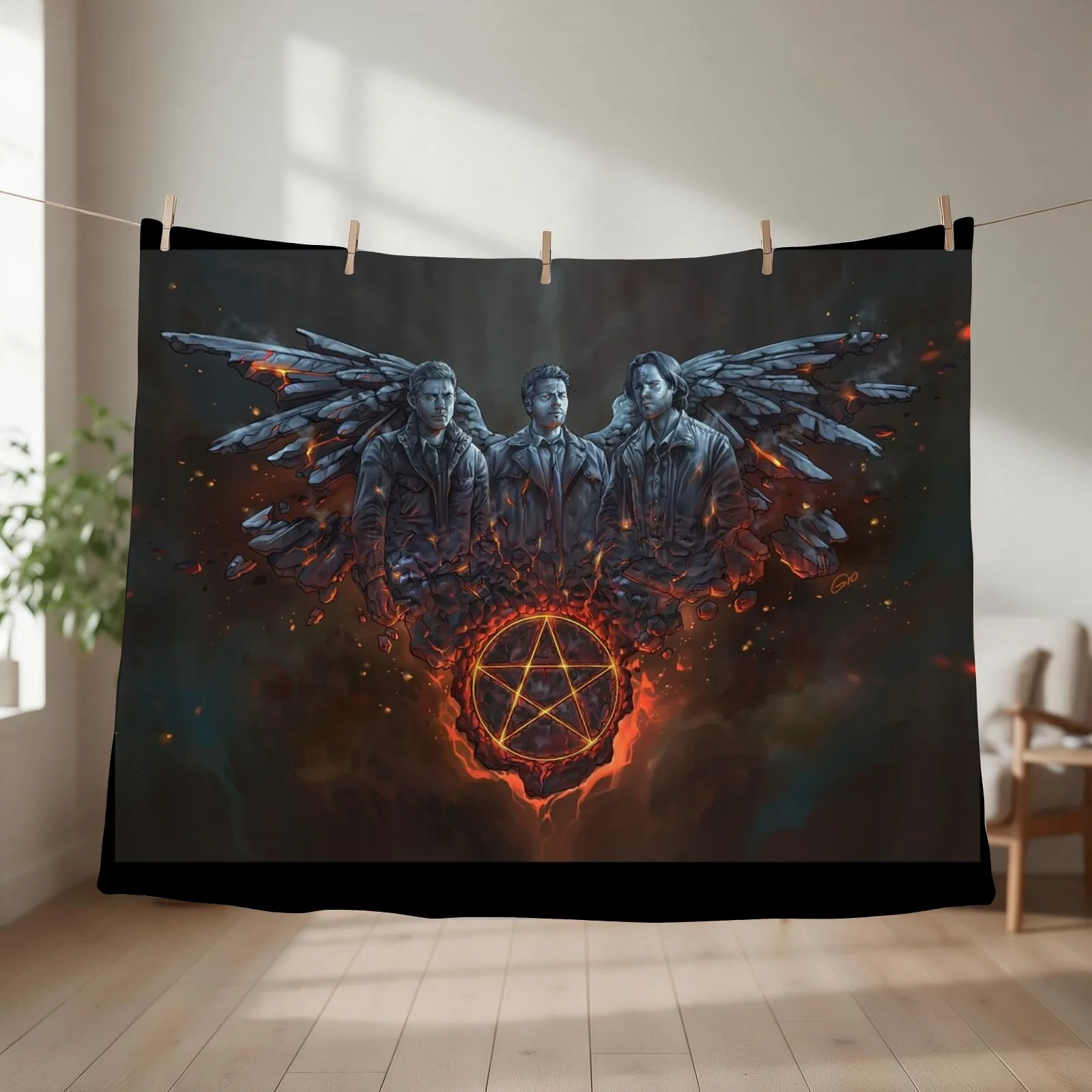 Team Free Will Burning Art Throw Blanket