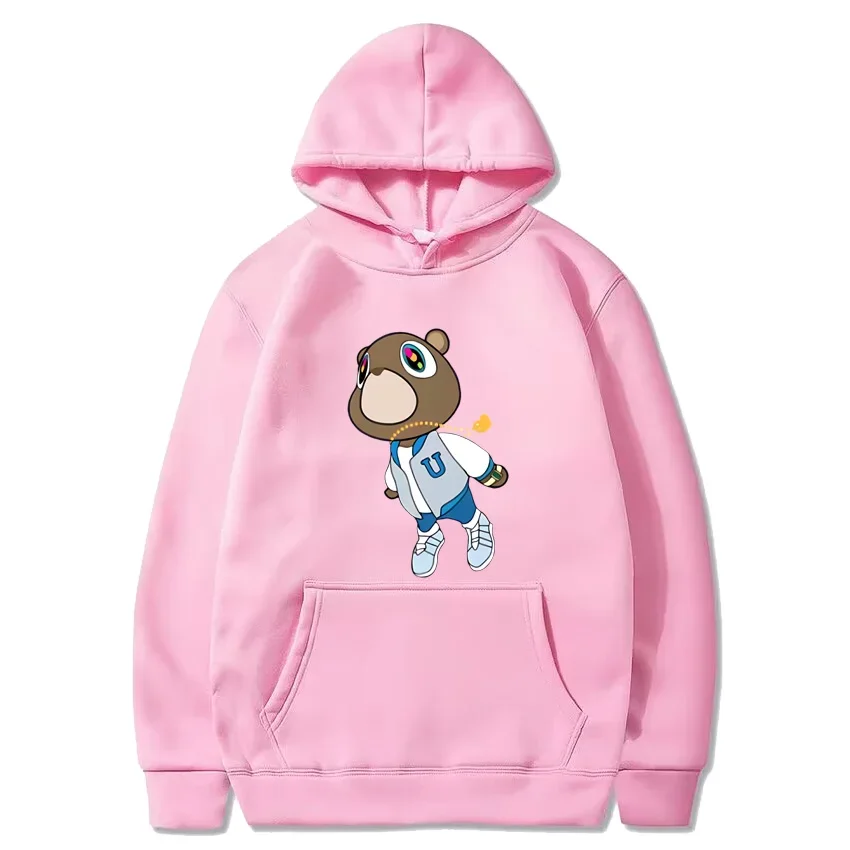 Kanye West mezuniyet ayı vintage Hoodie erkekler kadınlar Hip Hop kazak Streetwear boy Unisex uzun kollu kapüşonlu Sweatshirt