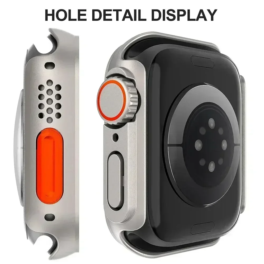 Hülle für Apple Watch Apple Watch Serie 9/8/7/6/5/4 SE 44 45 41 40 mm, Wechsel zu Ultra Privacy, gehärtetes Glas, Displayschutzhülle – Detail 5