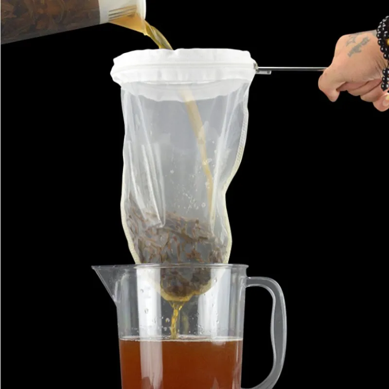 

Reusable Coffee Filter Bag Stainless Steel Handle Cotton Cloth Strainer Dropping Pot Mesh Basket Tools