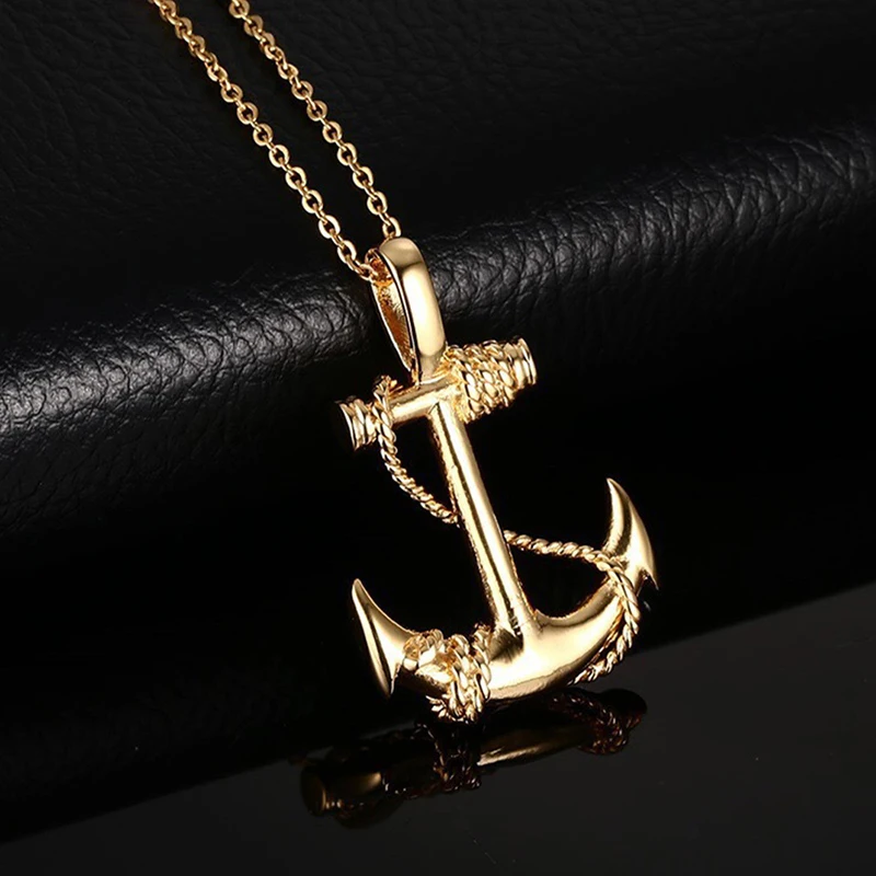 Vintage Boat Sea Anchor Sailor Man Men Necklaces Chain Pendants Punk Rock Hip Hop Unique for Male Boy Fashion Jewelry Gift