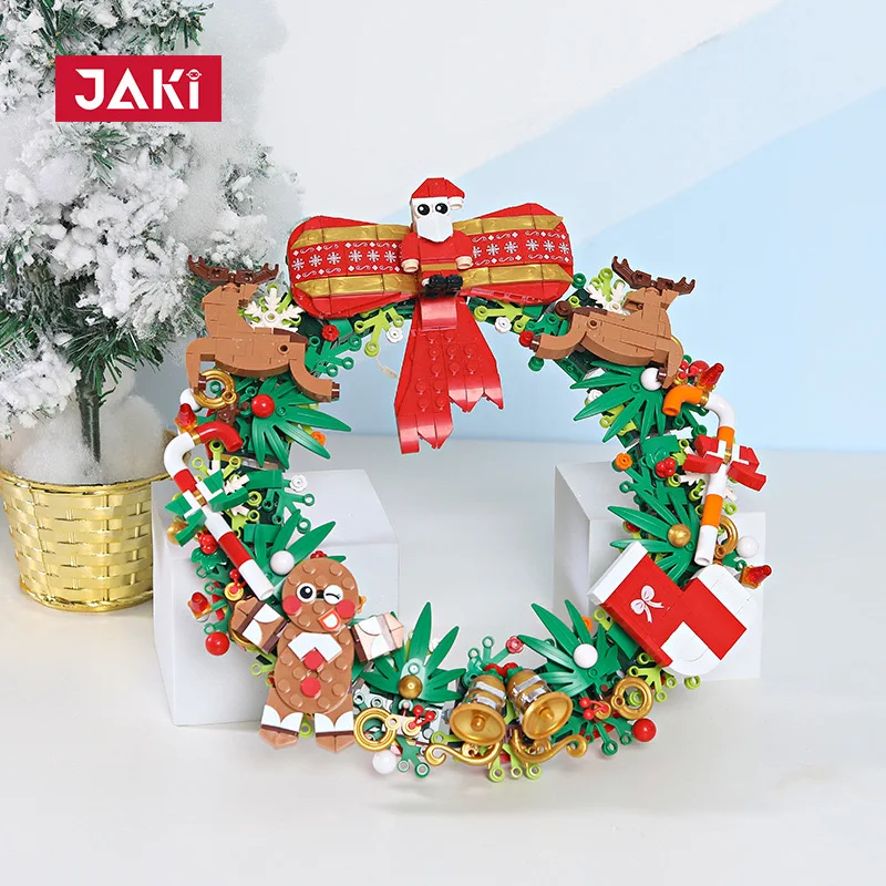 Caja de música de JK-5118 para niños, árbol de Navidad colorido, corona de Navidad, piezas de decoración de pared, rompecabezas de Navidad, bloques de construcción