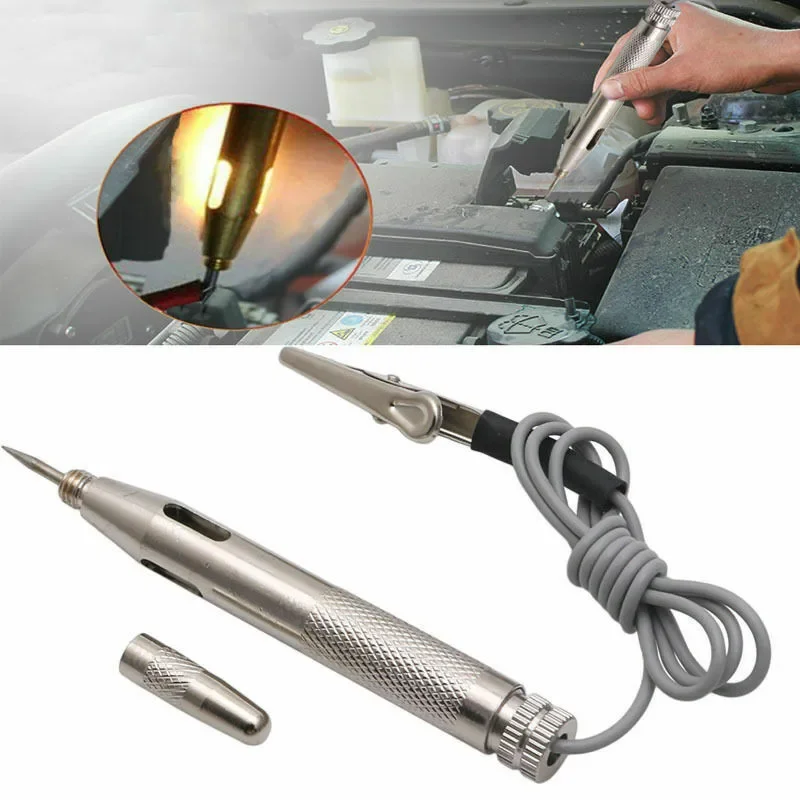 New Safety 1x Convenient Test Probe Pen Tester Pen Silver Small Volume Pencil Tester Unique 6V-24V Car Circuit