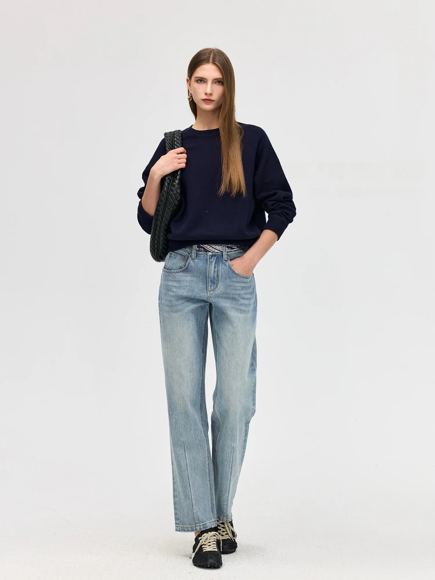 

Женские джинсы Colin Wang из длинноволокнистого хлопка, прямые, повседневные, зауженные, длиной 9/10, с пуговицами на талии