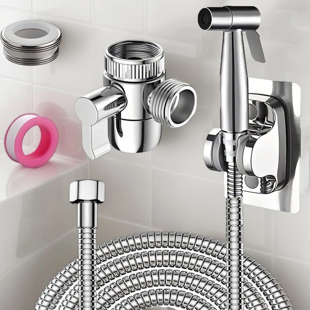 

Stainless Steel Toilet Sprayer Set - Wall-Mounted Toilet Spray Kit with Shower Head and Hose