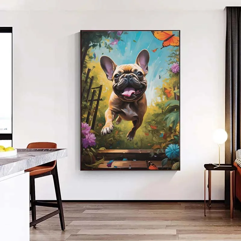 French Bulldog Animal Pet Dog Abstract Canvas Painting Print Wall Art Poster and Picture Home Office Room Decor Gifts Unframed